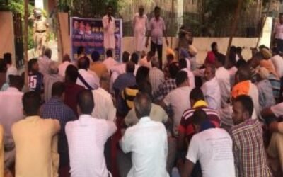 बसपा नेता के कत्ल के आरोप में गिरफ्तारी ना होने पर बसपा का फिल्लौर में प्रर्दशन