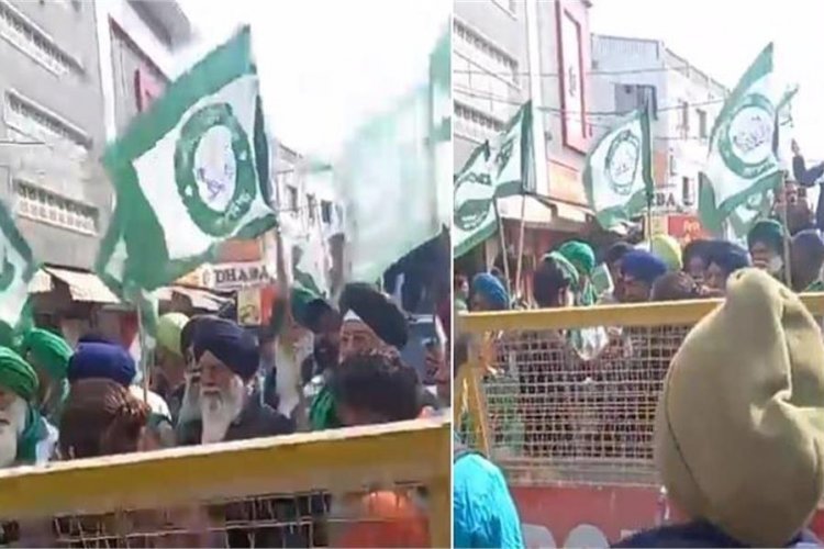 जालंधर में किसानों का प्रर्दशन, भाज़पा नेता के घर के बाहर धरना