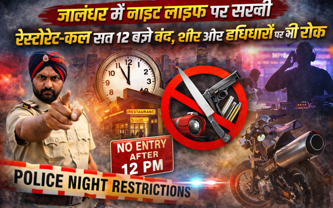 जालंधर में नाइट लाइफ पर सख्ती, रेस्टोरेंट-क्लब रात 12 बजे तक होंगे बंद, शोर और हथियारों पर भी रोक