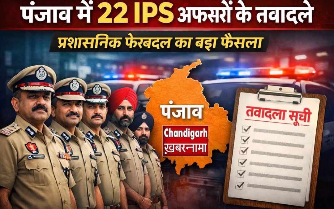 पंजाब में बड़ा प्रशासनिक फेरबदल, 22 IPS अधिकारियों के तबादले