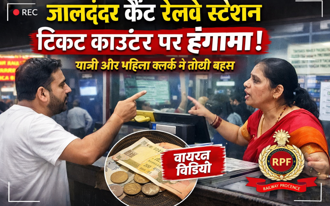 जालंधर कैंट रेलवे स्टेशन पर टिकट काउंटर पर विवाद, यात्री और महिला क्लर्क की बहस का वीडियो वायरल