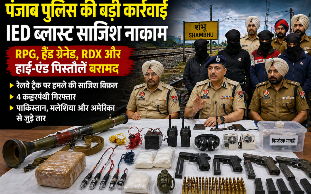 पंजाब पुलिस की बड़ी कार्रवाई: आईईडी ब्लास्ट साजिश नाकाम, RPG और RDX सहित भारी हथियार बरामद