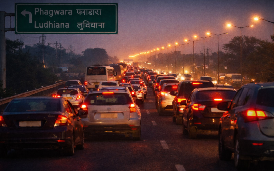 जालंधर-लुधियाना हाईवे पर भारी जाम, ईस्टवुड से फगवाड़ा तक वाहन रेंगते नजर आए