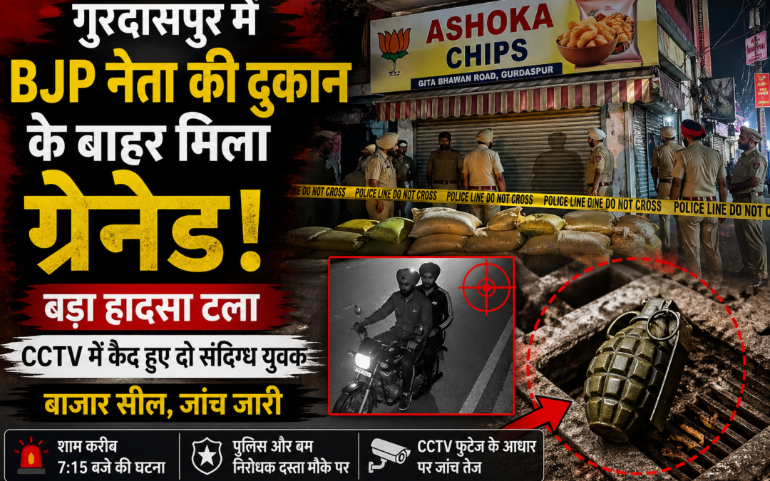 गुरदासपुर में BJP नेता की दुकान के बाहर ग्रेनेड जैसी वस्तु मिलने से सनसनी, टला बड़ा हादसा