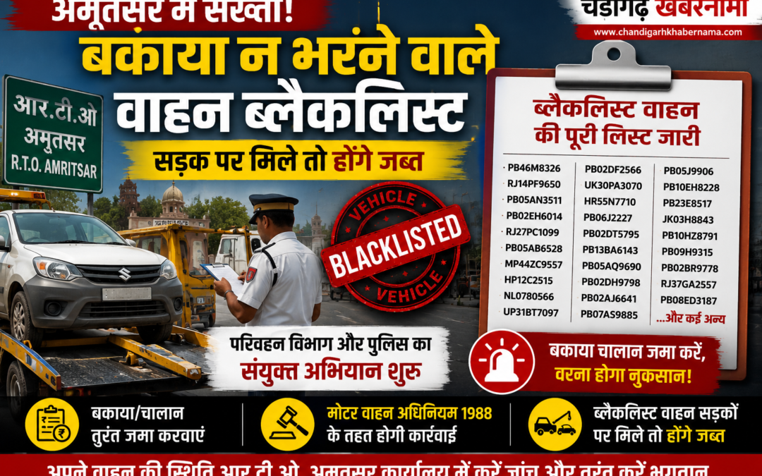 अमृतसर में सख्ती: बकाया न भरने वाले वाहनों पर बड़ी कार्रवाई, कई वाहन ब्लैकलिस्ट