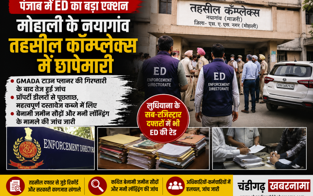 पंजाब में ED का बड़ा एक्शन: मोहाली के नयागांव तहसील कॉम्प्लेक्स में रेड, प्रॉपर्टी डीलरों पर भी शिकंजा