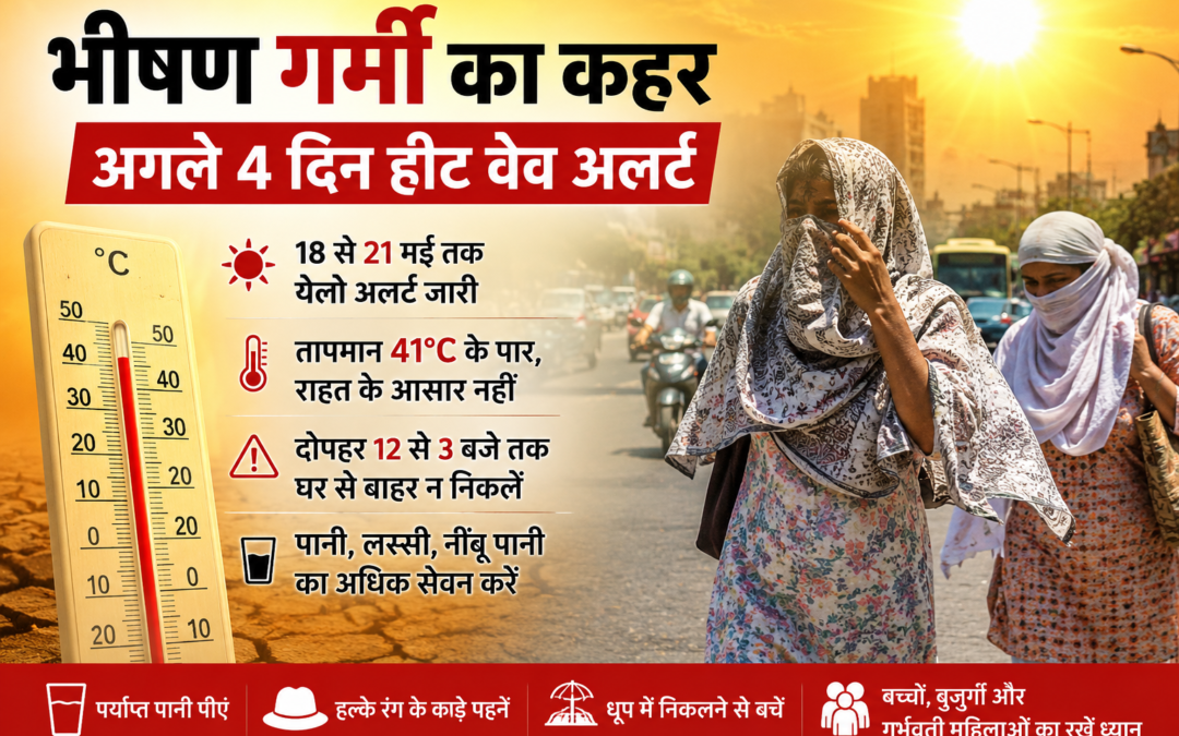 भीषण गर्मी से बेहाल लोग: अगले 4 दिन हीट वेव का येलो अलर्ट, तापमान 41 डिग्री के पार