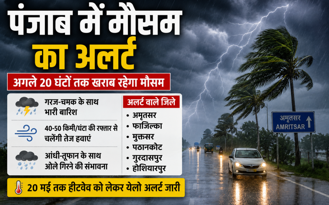 पंजाब में मौसम का कहर! अगले 20 घंटों के लिए हाई अलर्ट, कई जिलों में भारी बारिश और आंधी-तूफान की चेतावनी