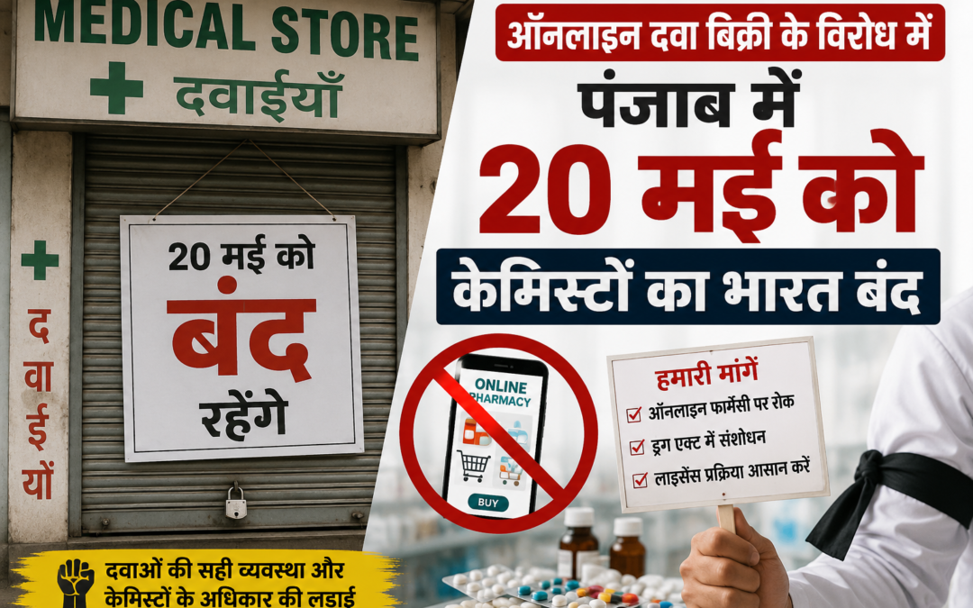 पंजाब में कल बंद रहेंगे मेडिकल स्टोर, ऑनलाइन दवा बिक्री के विरोध में केमिस्टों का भारत बंद