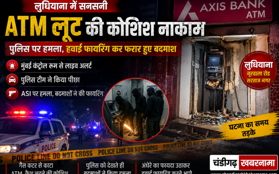 लुधियाना में फिल्मी अंदाज में ATM लूट की कोशिश, पुलिस पहुंची तो बदमाशों ने की फायरिंग