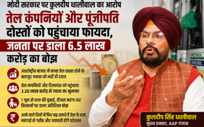 धालीवाल बोले- मोदी सरकार ने जनता और किसानों पर डाला 6.5 लाख करोड़ का बोझ