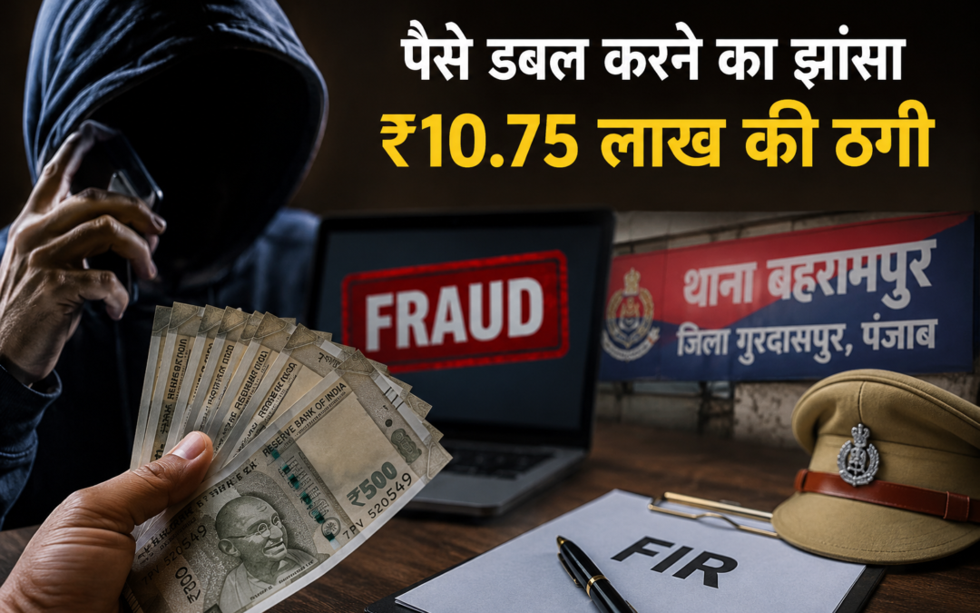 6 महीने में पैसे डबल करने का झांसा, दीनानगर के व्यक्ति से ₹10.75 लाख की ठगी