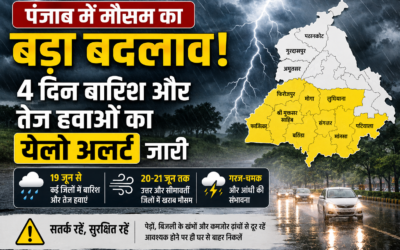 पंजाब में मौसम का बड़ा यू-टर्न! 4 दिन बारिश और तेज हवाओं का अलर्ट जारी