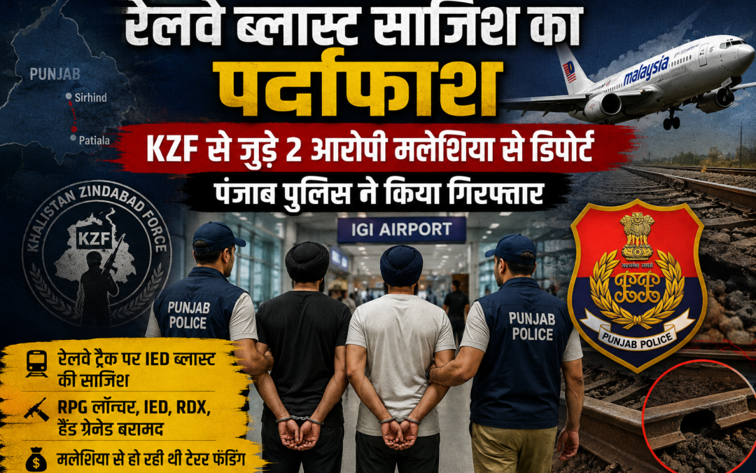 रेलवे ट्रैक ब्लास्ट साजिश के दो आरोपी मलेशिया से डिपोर्ट, दिल्ली एयरपोर्ट से गिरफ्तार
