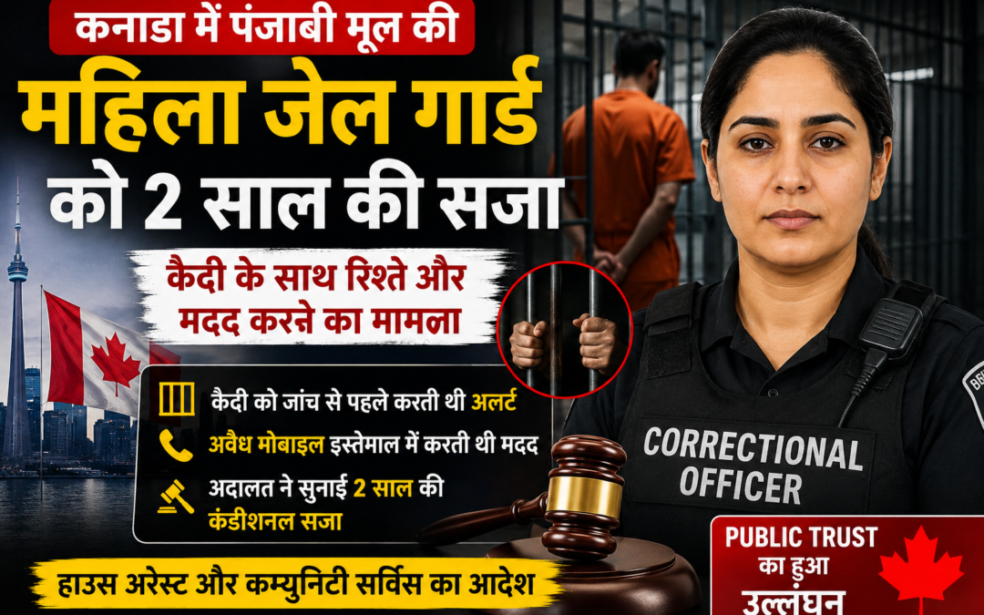 पंजाबी मूल की महिला जेल गार्ड को सजा, कैदी की मदद करना पड़ा भारी