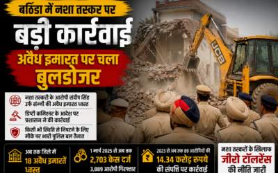 बठिंडा में नशा तस्कर पर बड़ी कार्रवाई: अवैध इमारत पर चला बुलडोजर, प्रशासन का सख्त संदेश