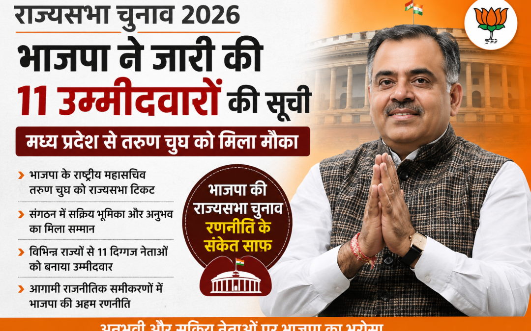 राज्यसभा चुनाव: भाजपा ने जारी की 11 उम्मीदवारों की सूची, मध्य प्रदेश से तरुण चुघ को मिला मौका