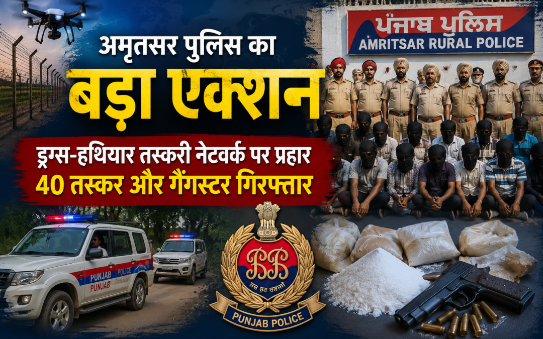 अमृतसर में ड्रग माफिया पर सबसे बड़ा प्रहार: 40 तस्कर और गैंगस्टर गिरफ्तार, बॉर्डर नेटवर्क हिला