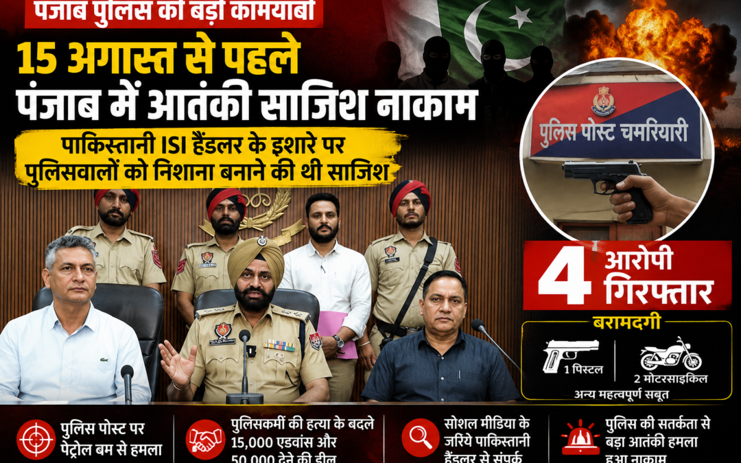 पंजाब में बड़ी आतंकी साजिश नाकाम! ISI के इशारे पर पुलिसवालों को निशाना बनाने की थी तैयारी