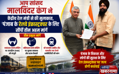 रेल मंत्री से मिले सांसद मालविंदर कंग, पंजाब के रेलवे प्रोजेक्ट्स पर रखीं 3 बड़ी मांगें