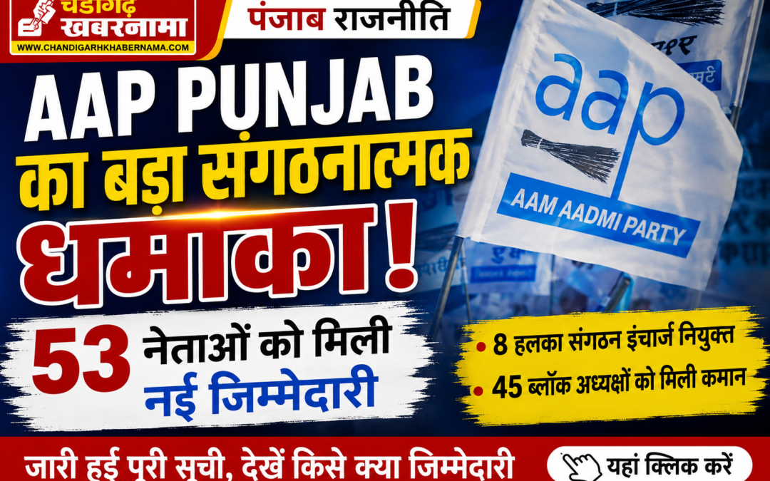 पंजाब में आम आदमी पार्टी ने संगठन को दी नई मजबूती, हलका संगठन इंचार्ज और 45 ब्लॉक अध्यक्षों की नियुक्ति