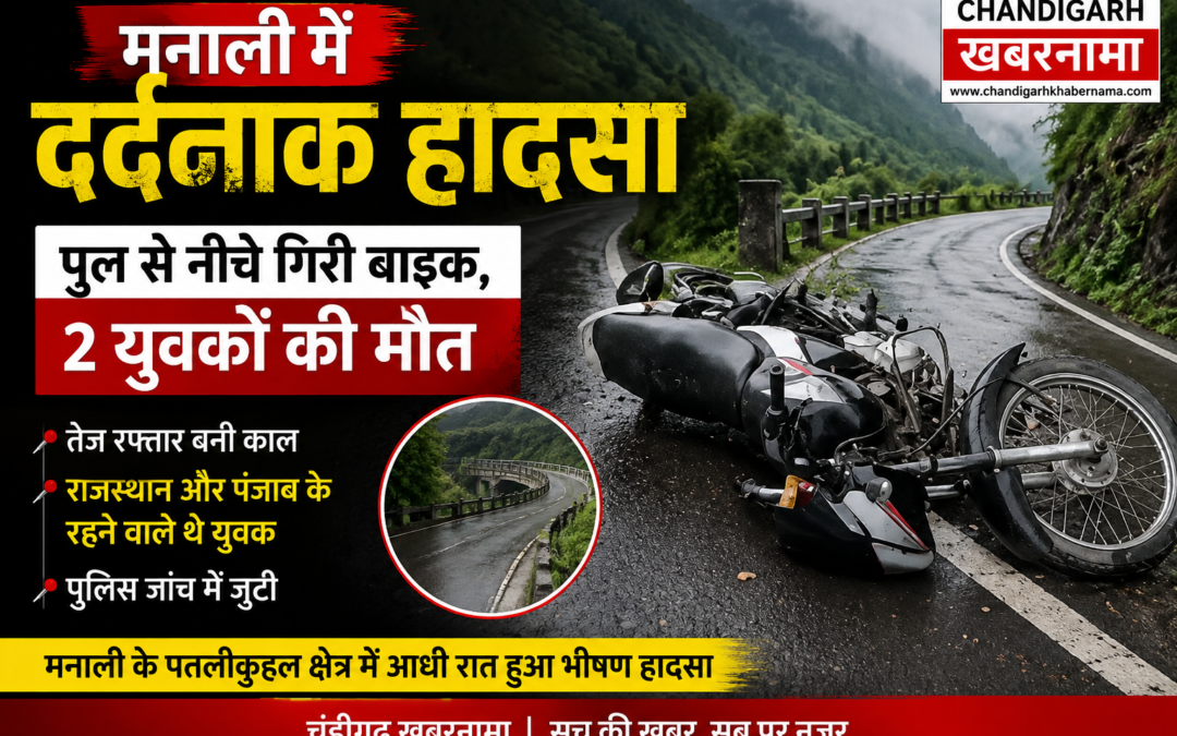 मनाली में दर्दनाक हादसा: पुल से नीचे गिरी तेज रफ्तार बाइक, पंजाब-राजस्थान के दो युवकों की मौत